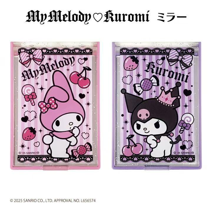 Sanrio|My Melody & Kuromi Mini Folding Mirror|H83 x W57 x D7mm approx.