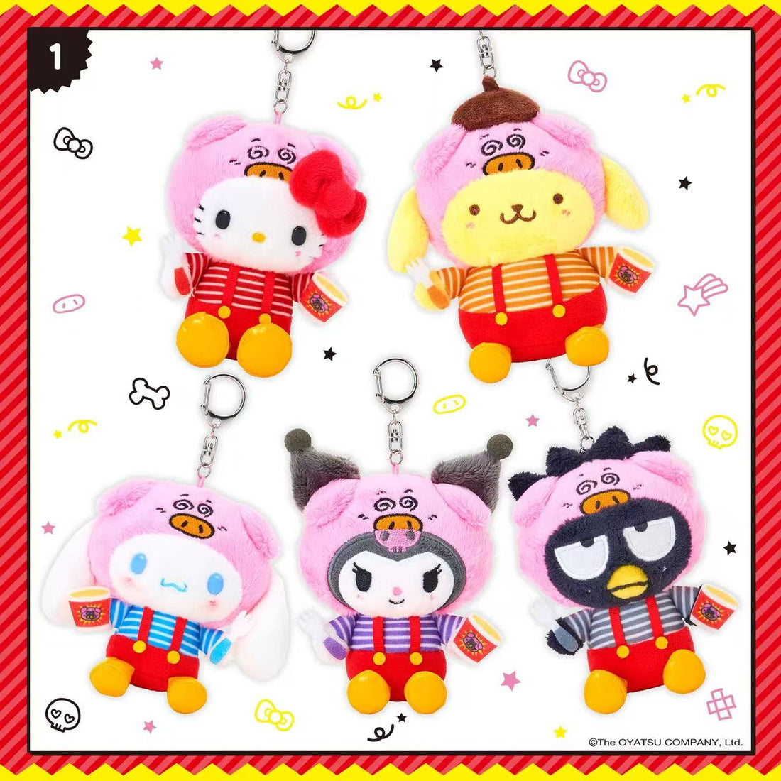 Sanrio|Butamen Mascot Holder /Plush Keychain|W13 x D8 x H14.5cmapprox.