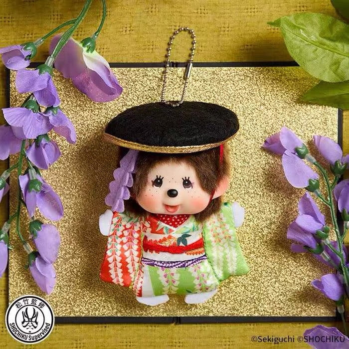 Monchhichi|Kabuki & Renjishi Fujimusume Mascot Holder /Plush Keychain|H11 x W9 x D5cm approx.