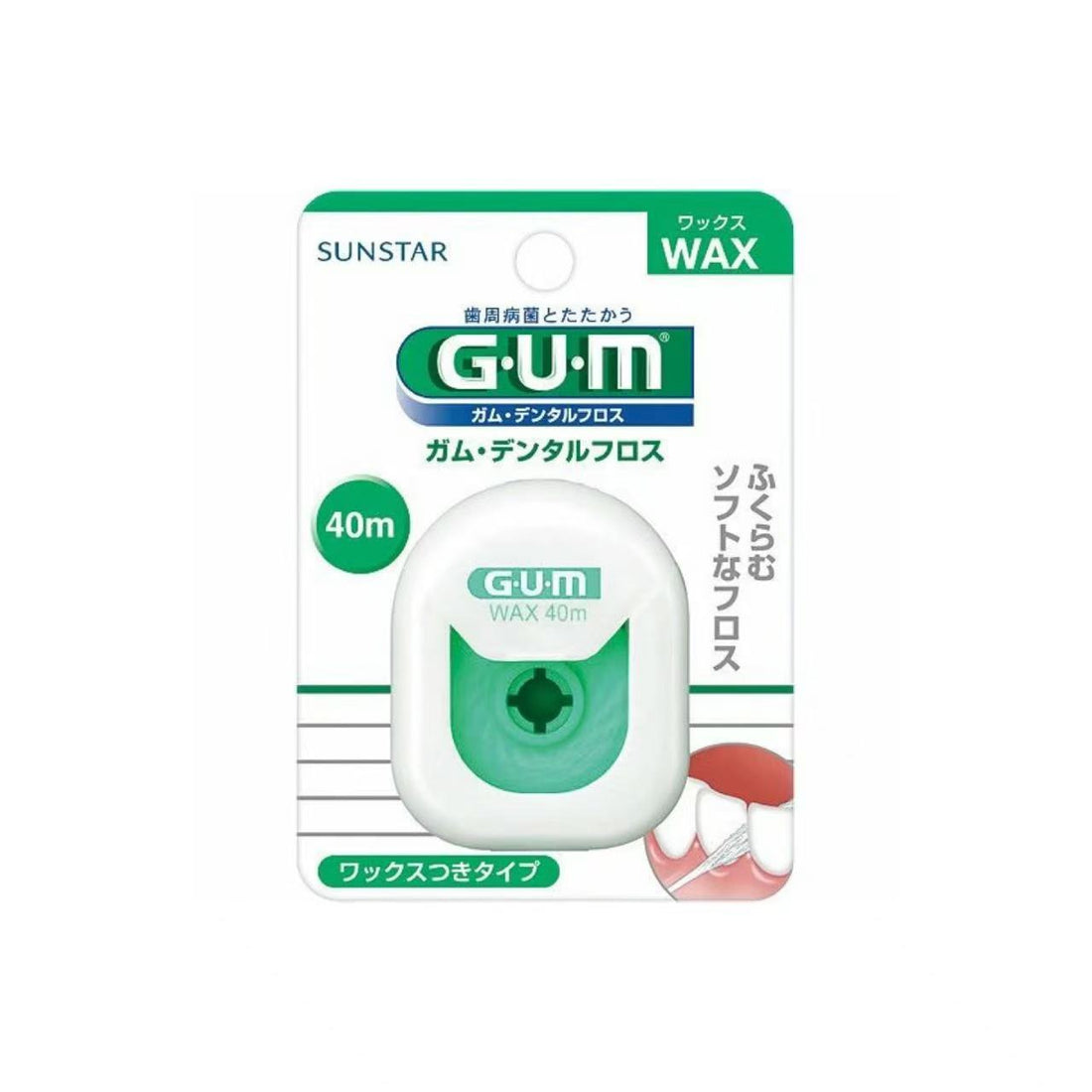 Sunstar盛势达|GUM Dental Floss Waxed Type (Expandable Soft Floss)牙龈护理超细薄荷扁线牙线/便携牙线|40m