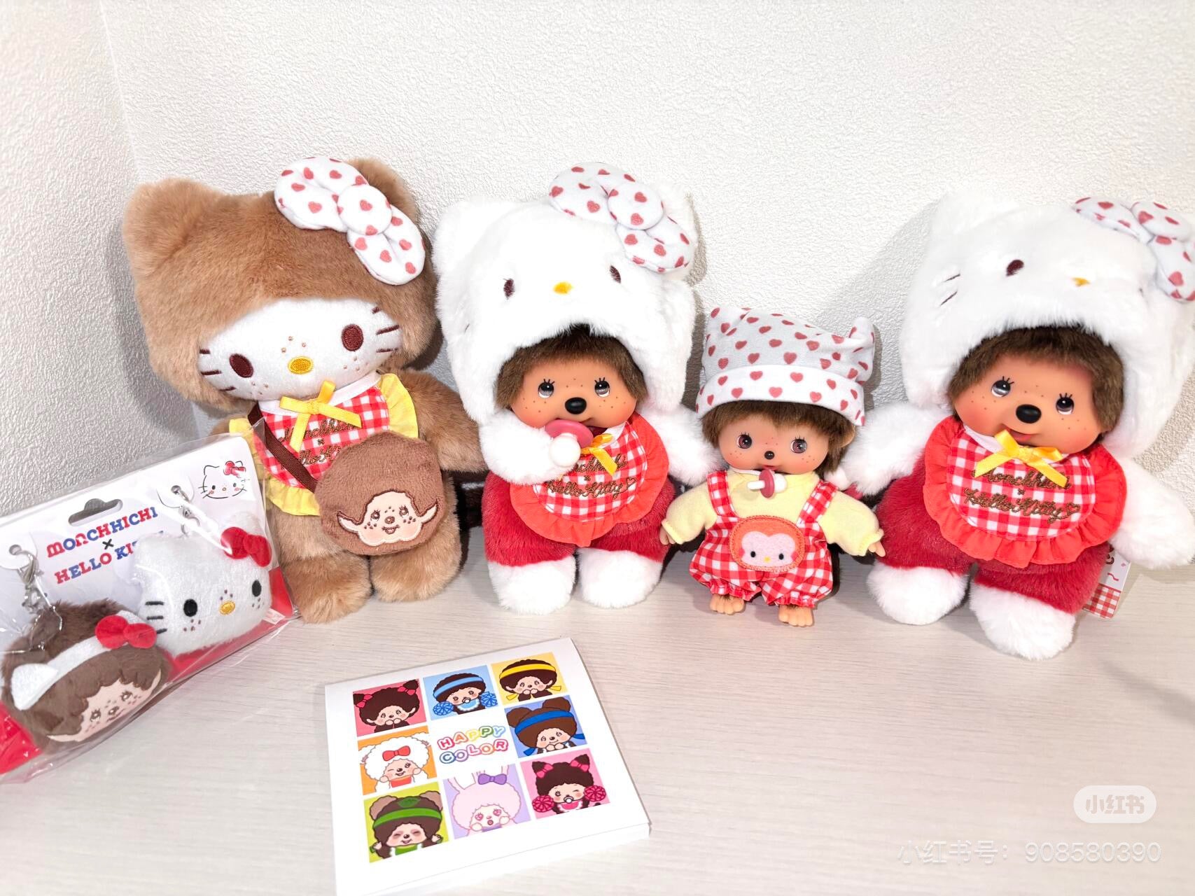 Monchhichi|Monchhichi x Hello Kitty Plush Dolls|H15 x W10 x D6.5cm approx.
