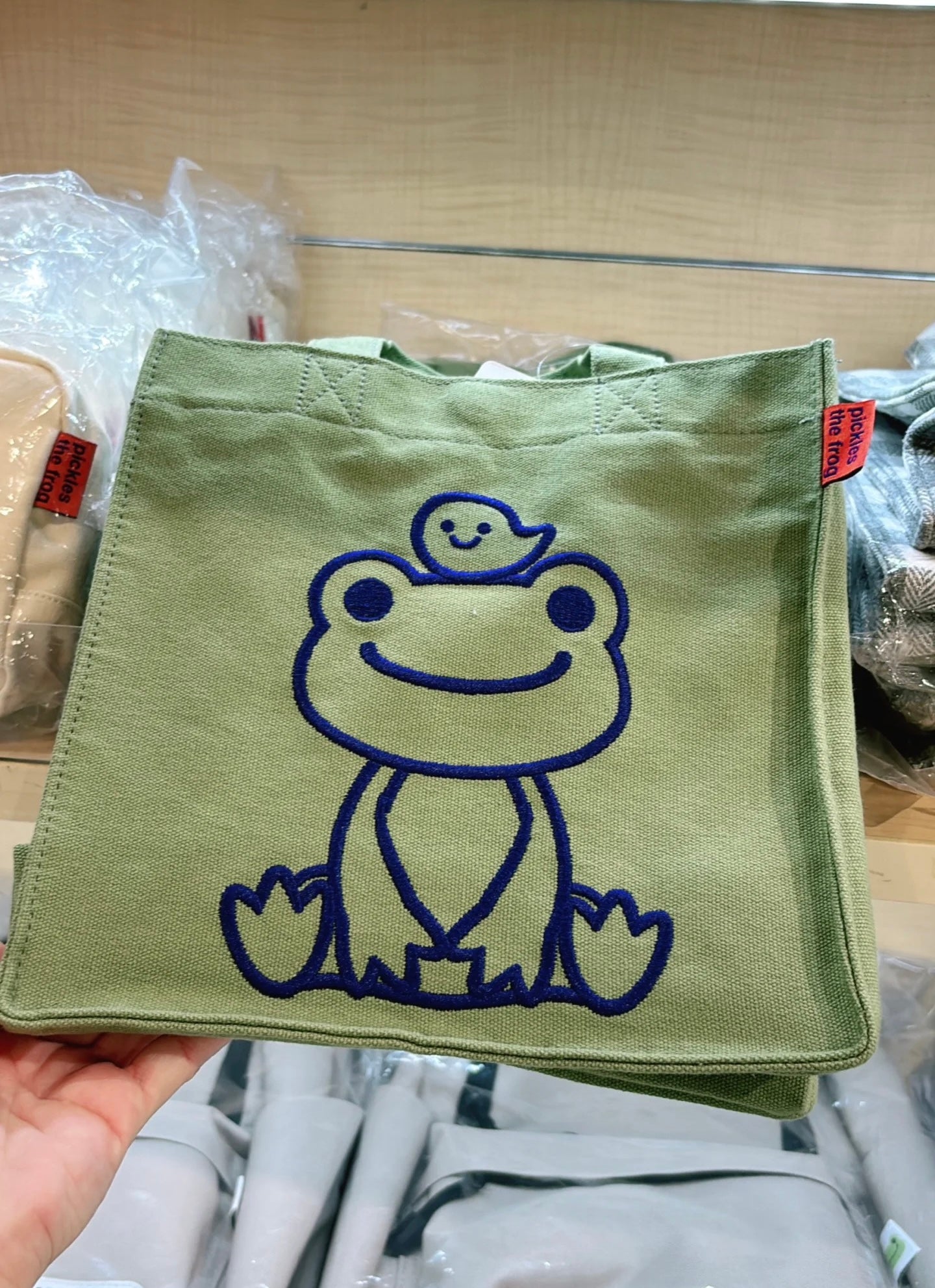 Pickles Frog泡菜蛙|Mini Tote Bag Bottom Gusset Green always smile绿色精致刺绣迷你托特包/手提包/正反都可爱|约H24×W24×D12cm