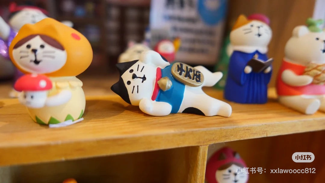 concombre|DECOLE FUKU福MONO 新年招财猫系列躺赢千万两猫咪树脂装饰摆件|约5.2×2.7×2.9cm