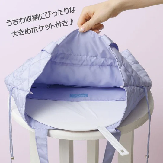 Rilakkuma轻松熊|Korilakkuma Tote Bag Blue Gray Sky Cotton Candy San-X天空白云棉花糖系列菱格纹抽绳单肩包|约430×420×120mm