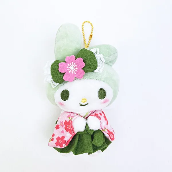 Sanrio|Matcha Sakura Kimono Mascot Pouch Plush Keychain|90×145×70mm approx.