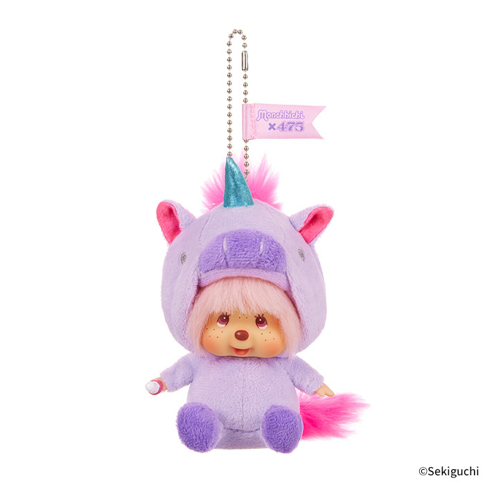 Monchhichi|Shinako475 x Monchhichi SS Big Face Keychain( Unicorn)|H14.5 x W7 x D10cm approx.