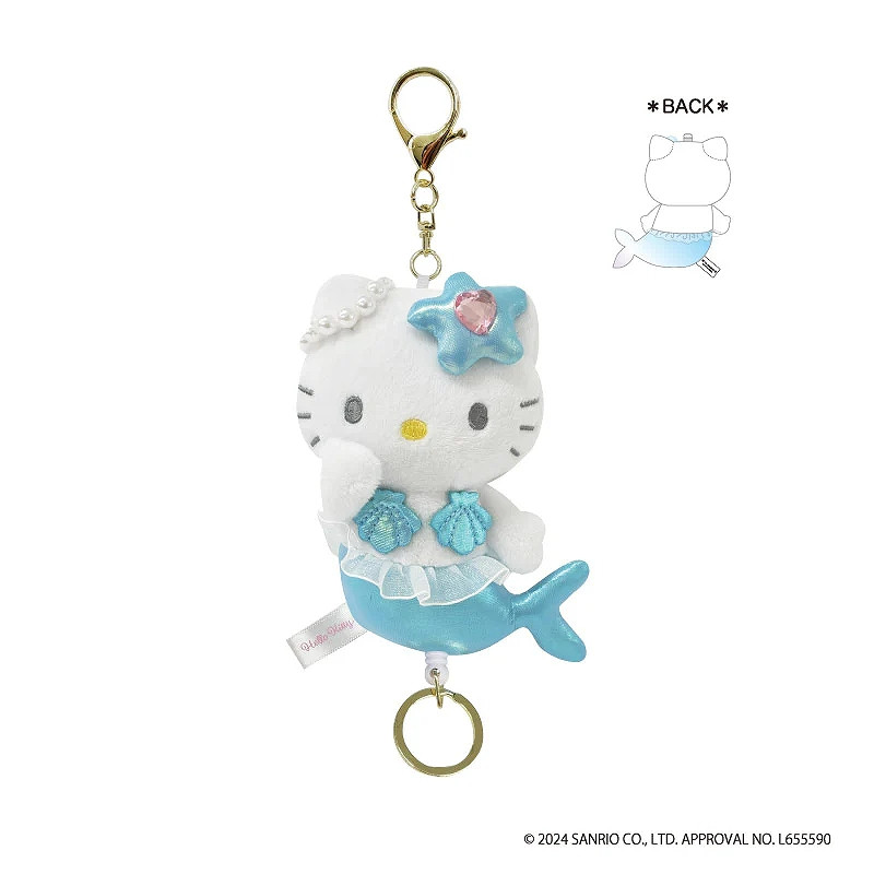HelloKitty|Reel Mermaid Mascot Holder /Plush Keychain|H11.6 × W8.5 × D6.3 cm approx.