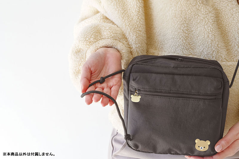 Rilakkuma轻松熊|San-X Shoulder Bag / Basic Rilakkuma Favorite Things 最喜欢的东西系列刺绣斜挎小背包/收纳包/金属熊头拉链扣|约180×180×105mm