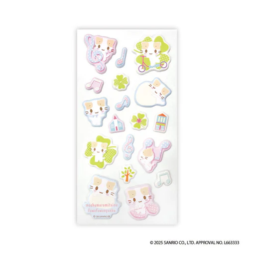 Sanrio|Fluffy Marshmallow-Like Cat Pukupuku Stickers|H185 x W95 x D2mm approx.