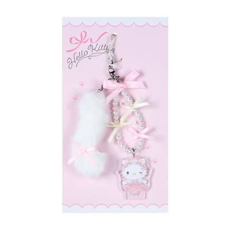 Sanrio|White Cat Ballerina Keychain/Keyring|1.2 x 9.9 x 18.4cm approx.