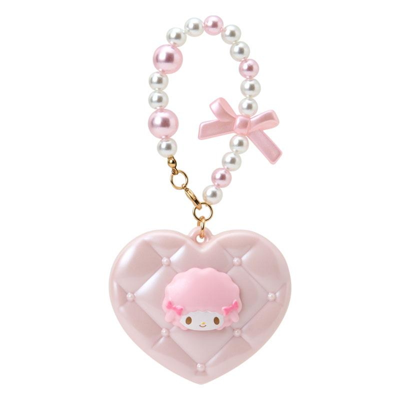 Sanrio|Elegant Quilted Heart-Shaped Compact Mirror with Bead Charm|7×1.8×6cm approx.