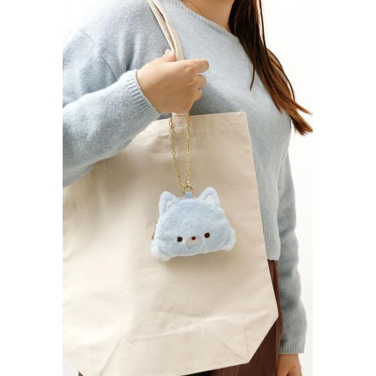 Rilakkuma轻松熊|AoKogu no Otomari - Coin Case - Aoi Ko-Okami San-X新角色可爱脸型毛绒零钱包挂件/小化妆包/收纳包/链子可取下来|约 100mm x 135mm x 10mm