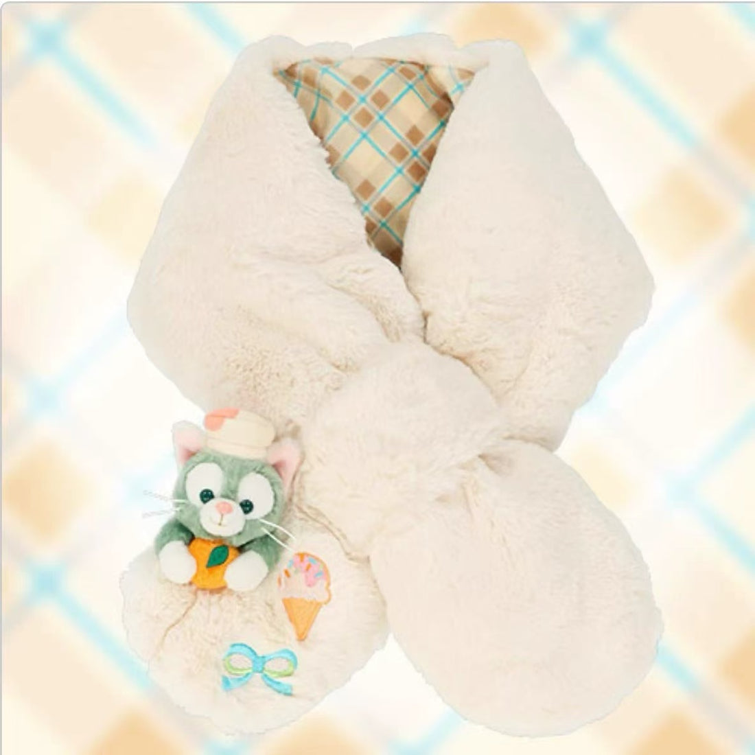 Disney迪士尼|东迪梦幻奇妙厨房系列Gelatoni杰拉托尼毛茸茸围巾/正反面都可爱