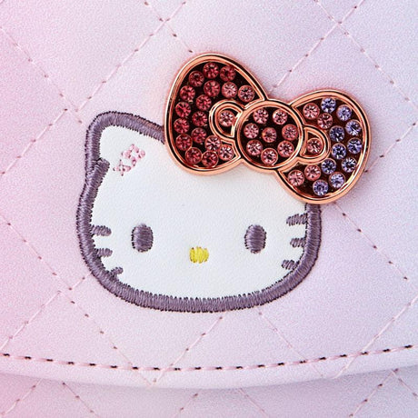 HelloKitty凯蒂猫| Mini Wallet Birthday 50th The Fashionable Ribbons Sanrio50周年生日限定PU皮质感水钻蝴蝶结彩虹渐变菱格纹迷你零钱包/卡包/蝴蝶结拉链头|约W9.8×D2×H8cm