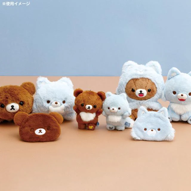 Rilakkuma轻松熊|AoKogu no Otomari - Coin Case - Aoi Ko-Okami San-X新角色可爱脸型毛绒零钱包挂件/小化妆包/收纳包/链子可取下来|约 100mm x 135mm x 10mm
