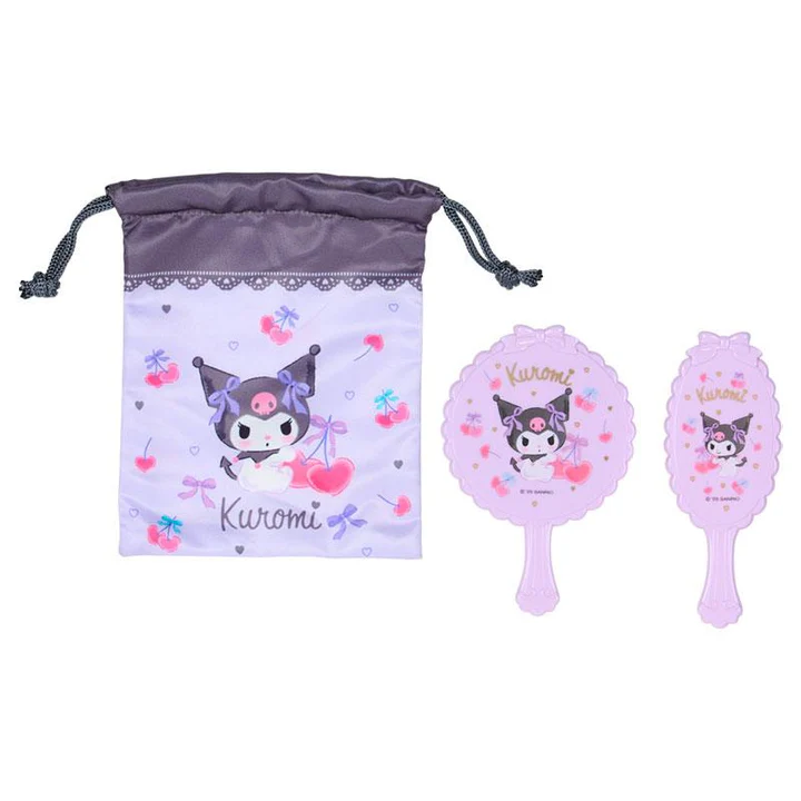 Sanrio|Mirror & Hairbrush Set with Pouch Set|8×0.8×12cm approx.