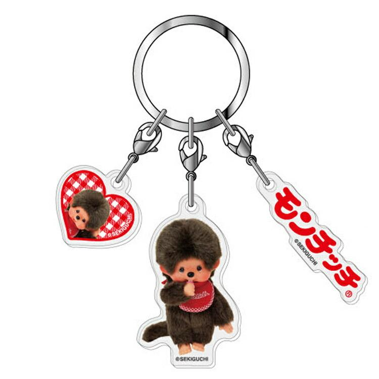 Monchhichi|3-part Acrylic Keychain/Keyring|H52 x W31 x D3mm approx.