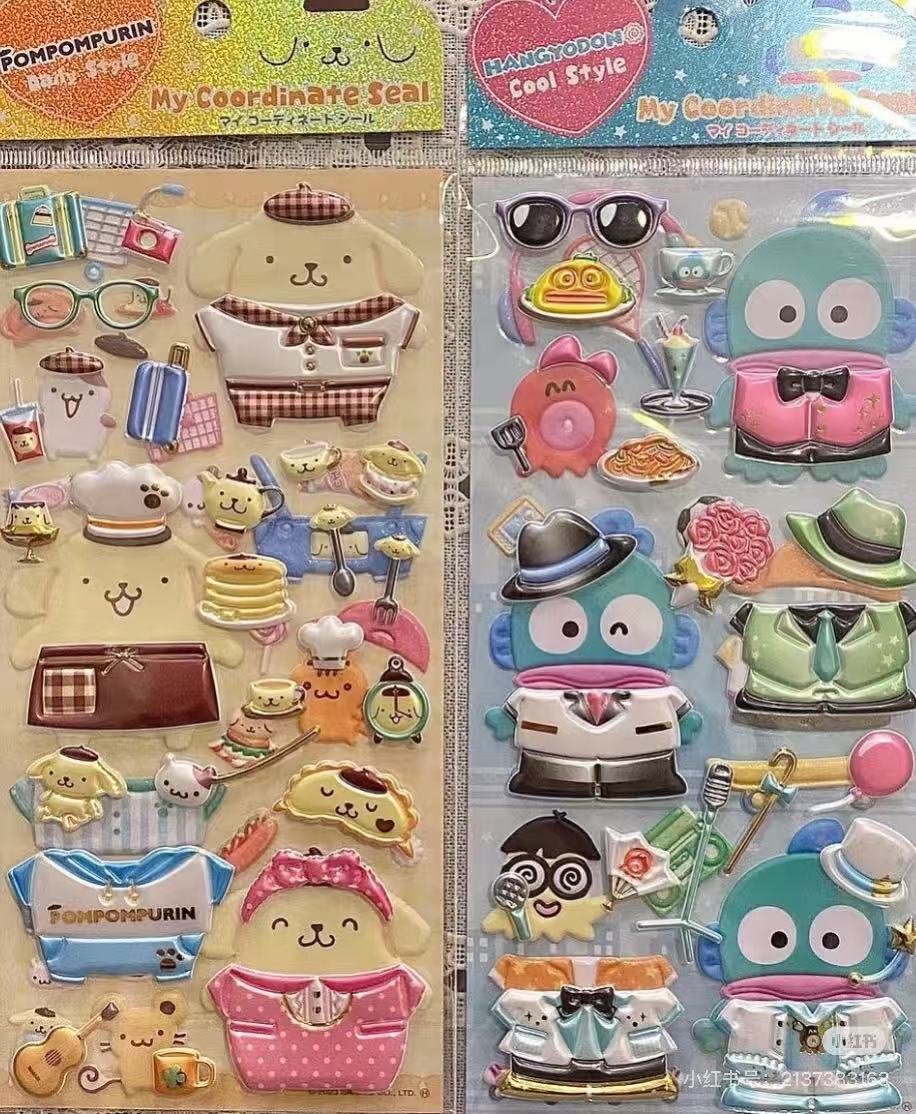 Sanrio|Dress Up Playing Sticker|95×195mm approx.