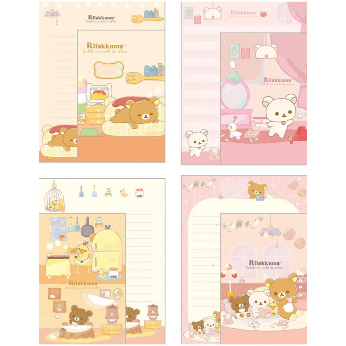 Rilakkuma轻松熊|San-X Letter Writing Set /Wonderful House Friends奇妙屋的小伙伴信封信纸套装|约190×142mm