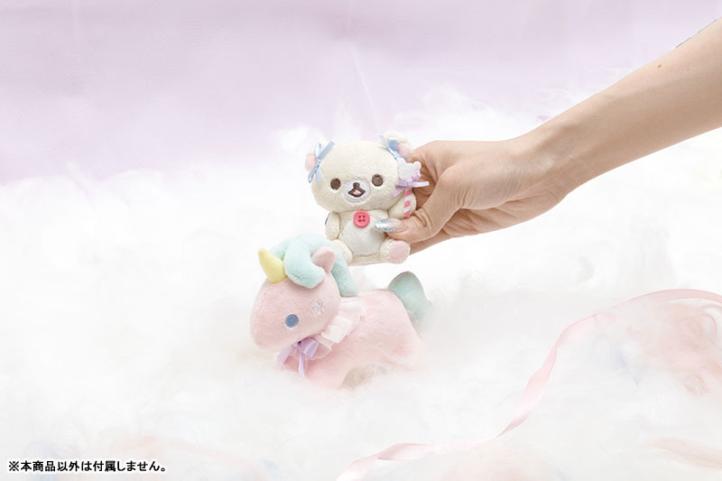 Rilakkuma轻松熊|Osorano Kururin Wataame - Scene Plush Toy San-X天空白云棉花糖系列骑马毛绒摆件套组|約130×145×50mm