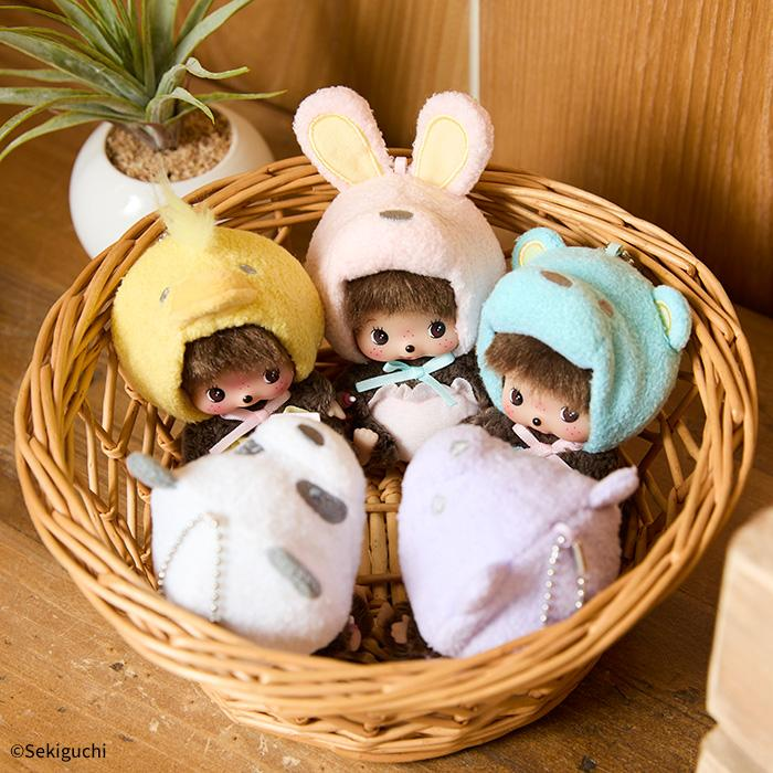 Monchhichi|Animal Bebichhichi SS Big Face Mascot Holder /Plush Keychain|H10.5 x W6.5 x D7cm approx.