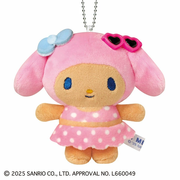 Sanrio|Tan Swimsuit Party Sunglasses Mascot Holder /Plush Keychain|105×100×50mm approx.