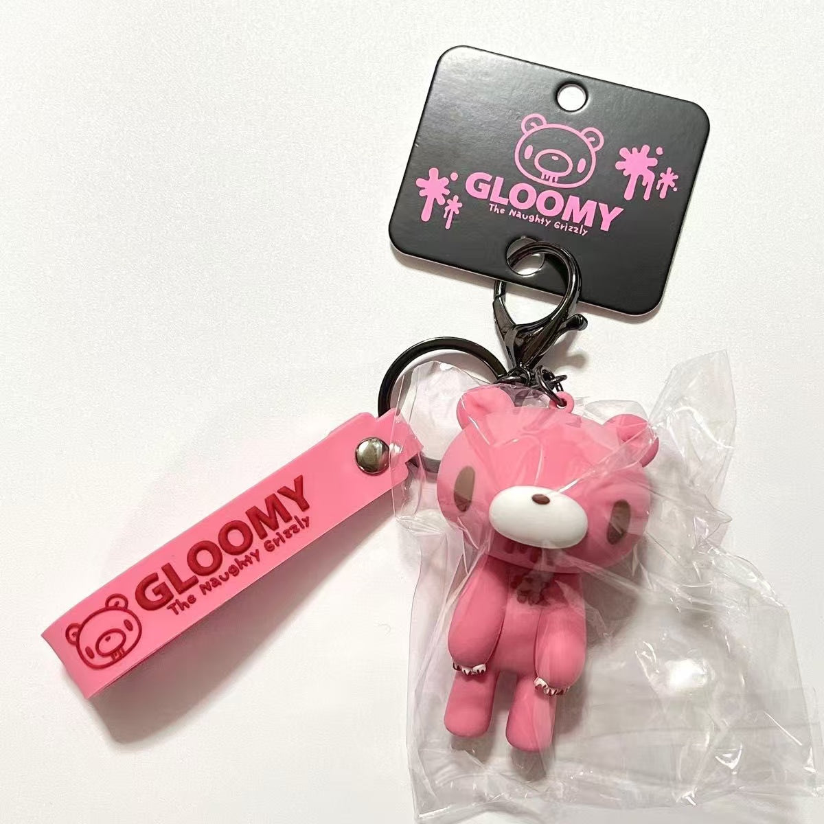 Gloomy Bear|"GLOOMY The Naughty Grizzly" Keychain/Keyring|8 × 8 × 8 cm approx.