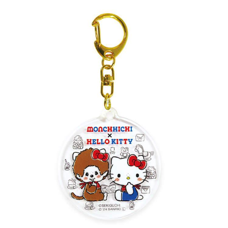 Monchhichi|Sanrio Hello Kitty Acrylic Mascot Keychain|4.9 x 4.3 x 1.0cm approx.