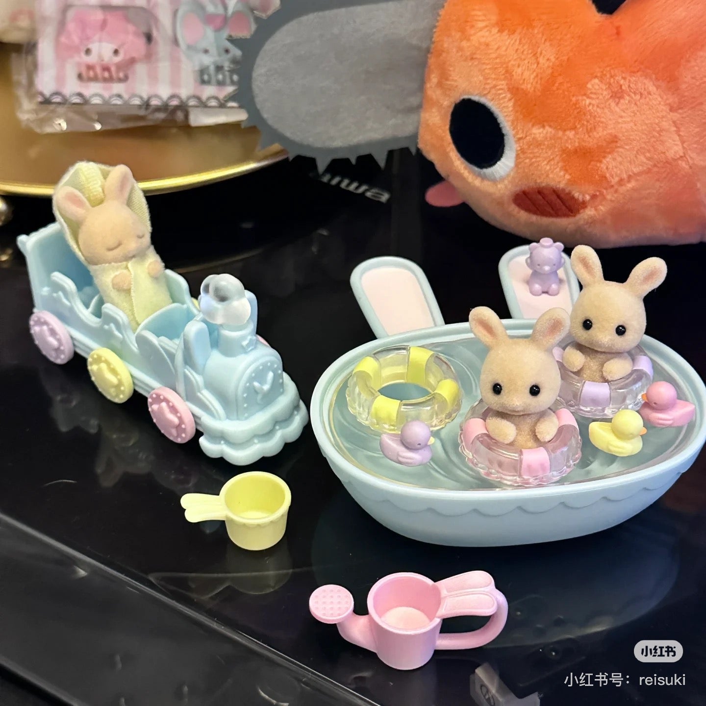 SylvanianFamilies|Triplets Baby Bathtime Set-Milk Rabbit-5707