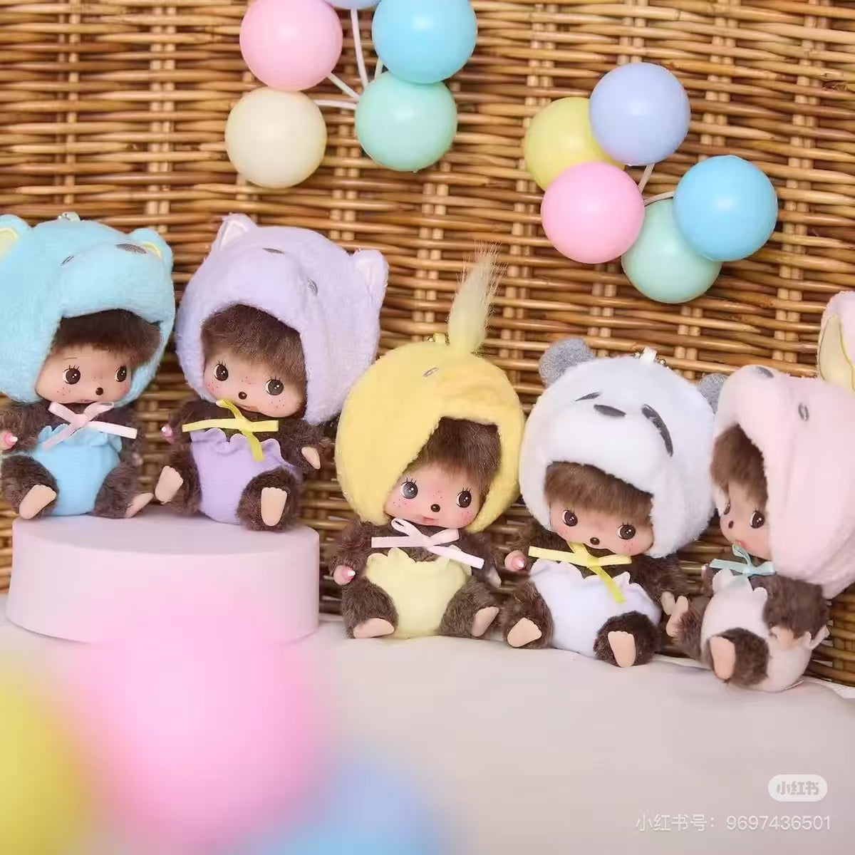 Monchhichi|Animal Bebichhichi SS Big Face Mascot Holder /Plush Keychain|H10.5 x W6.5 x D7cm approx.