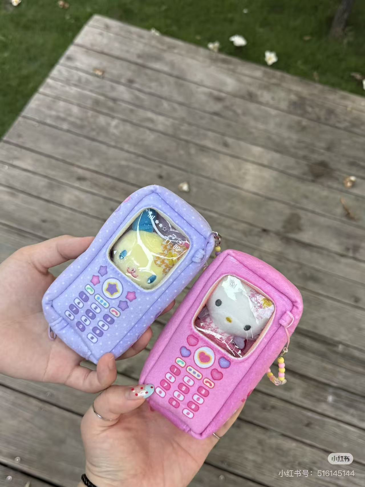 【Customize in Elizabeth store】Sanrio|characters Mobile phone charm bag with Sanrio family doll Keychain/All 6 types|1pcs