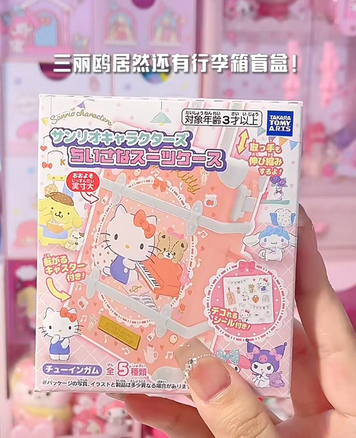 BANDAI万代|Sanrio Characters Tiny Suitcase三丽鸥迷你复古行李箱食玩盲盒/全5种|1枚入