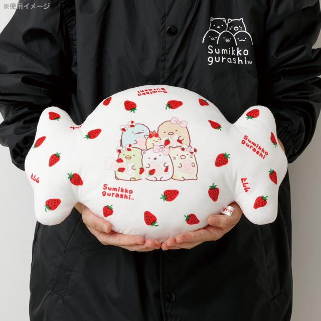 Sumikko gurashi角落生物|San-X Die-cut Cushion Sakuma Strawberry Milk Candy草莓奶糖系列糖果造型抱枕/靠垫|约90×130×85mm