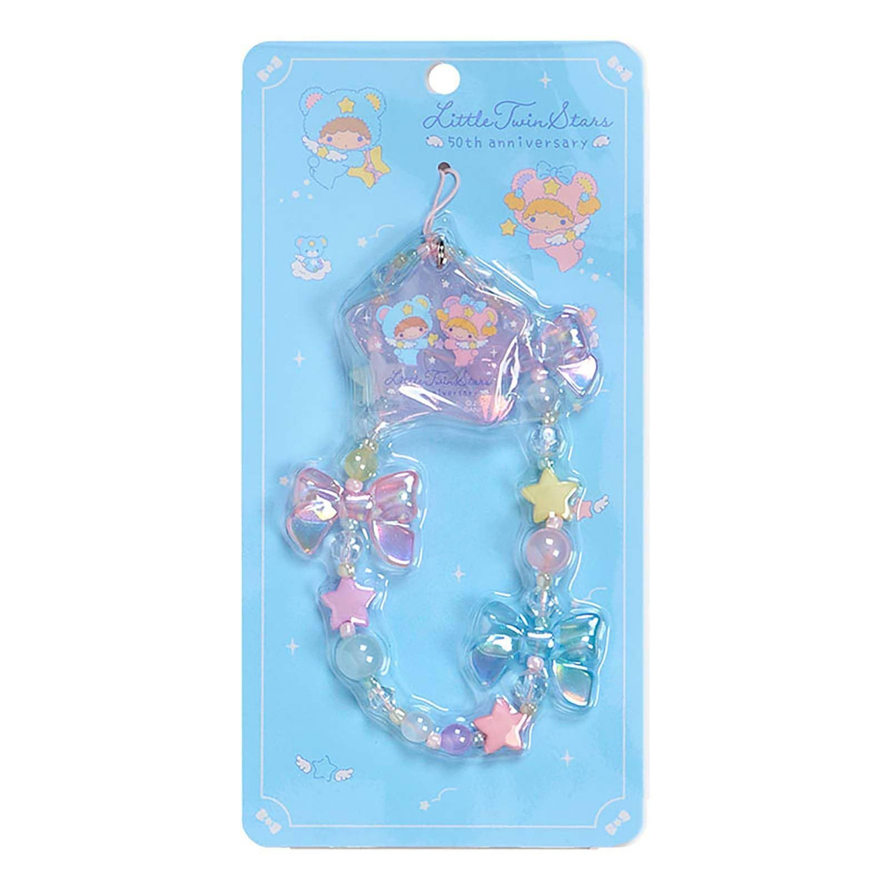 Sanrio|Starry Sky Angel 50th Anniversary Little Twin Stars Beaded Hand Strap Phone Charm|8×1.2×12.5cm approx.