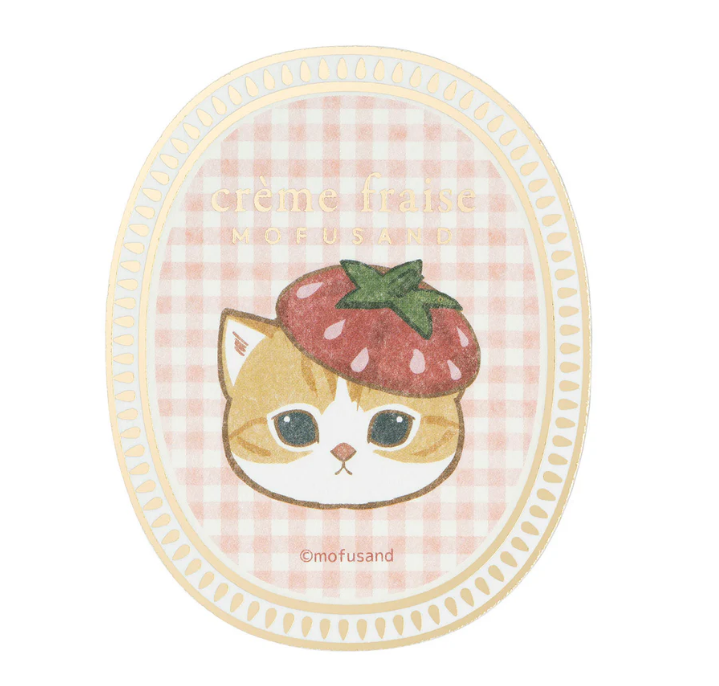 Mofusand|Merci Strawberry Smartphone-sized Foil-Stamped Sticker|H75×W65mm approx.