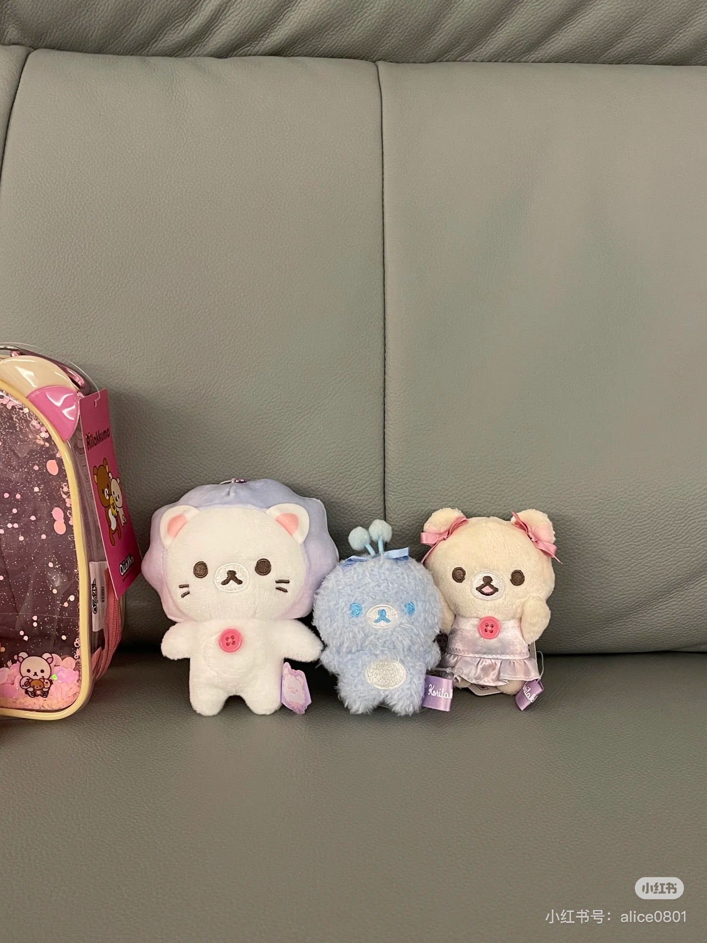 Rilakkuma轻松熊|Korilakkuma Plush Keychain Sky Cotton Candy San-X天空白云棉花糖系列毛绒玩偶挂件/包挂約H140×W100×D55mm