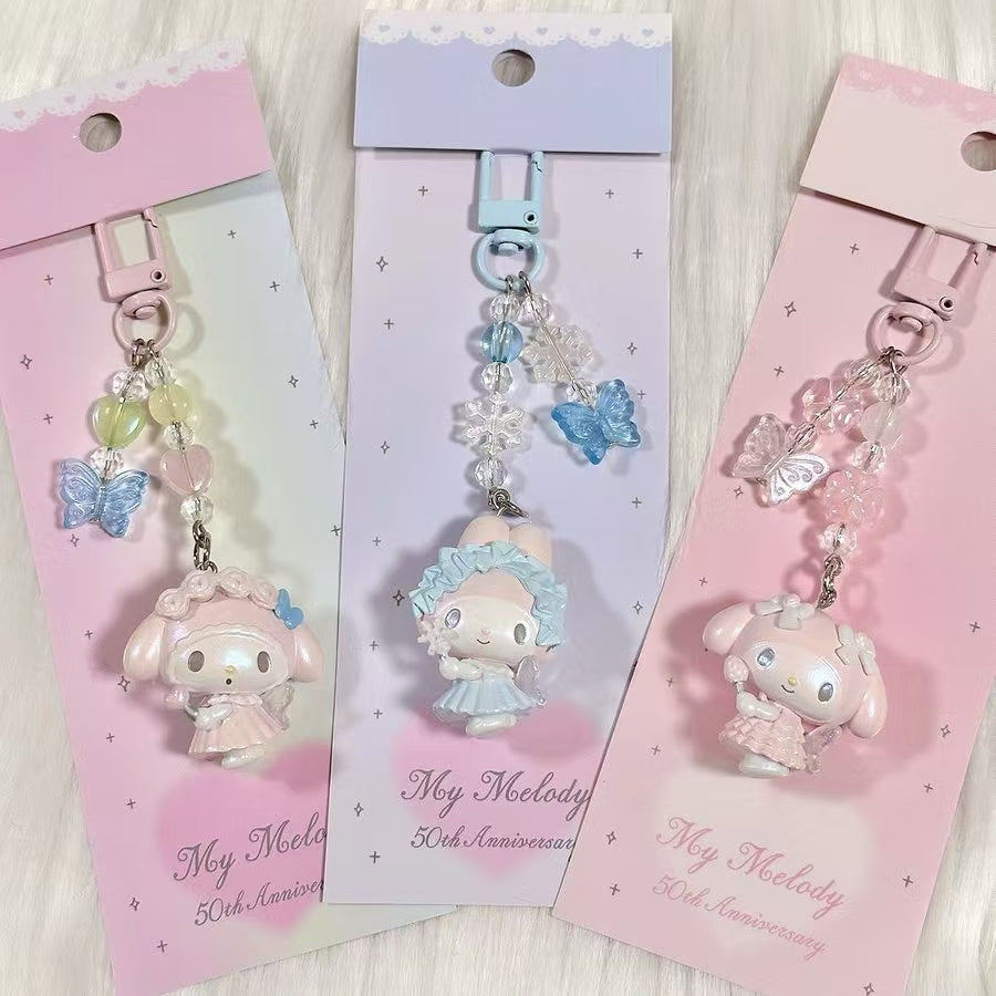 【limit 1/ entire series】Sanrio|My Melody 50th Anniversary keychain/ Phone Charm|W3.5 x D2 x H11 cm approx.