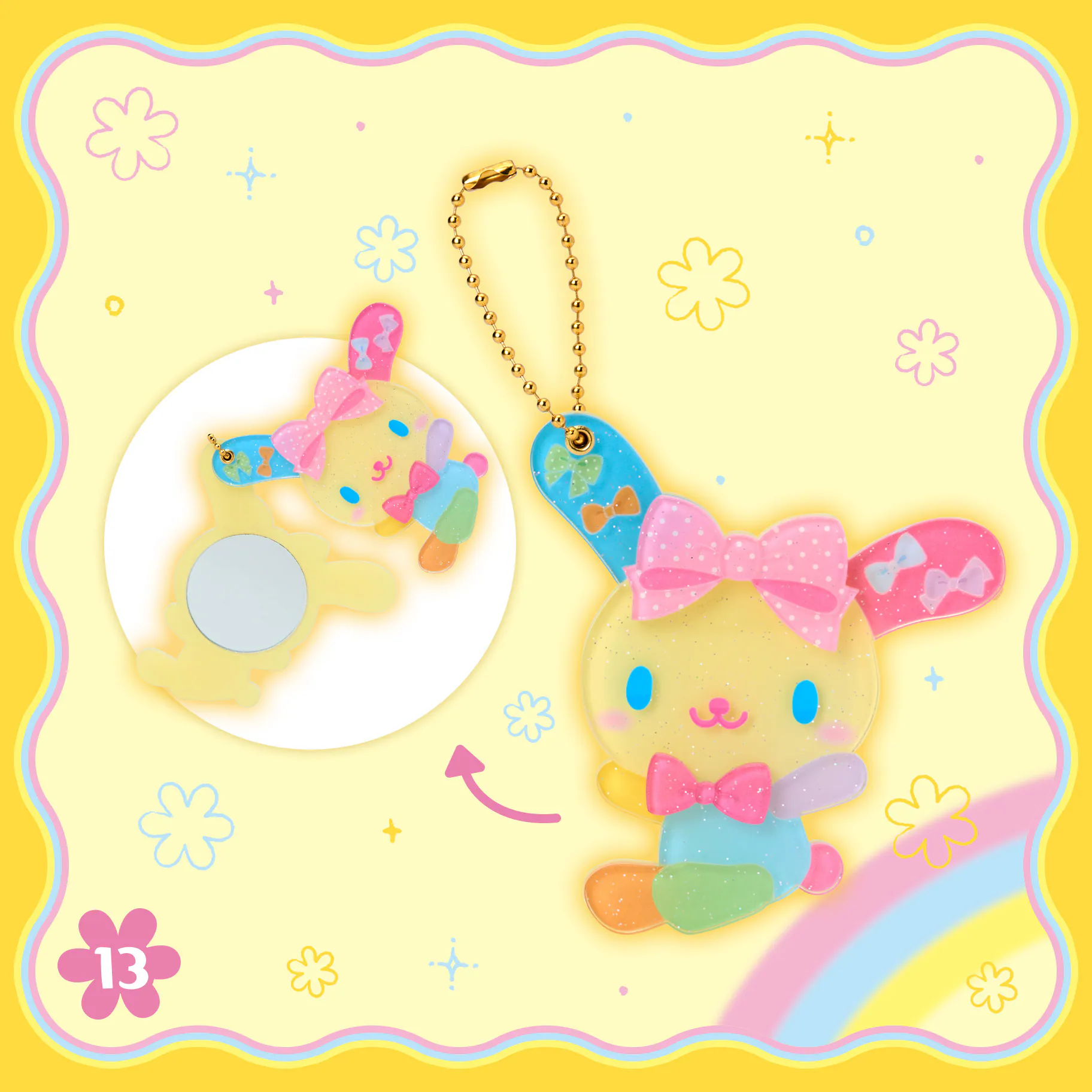 Sanrio|Usahana Always Loved Slide Mirror|8×0.9×9cm approx.