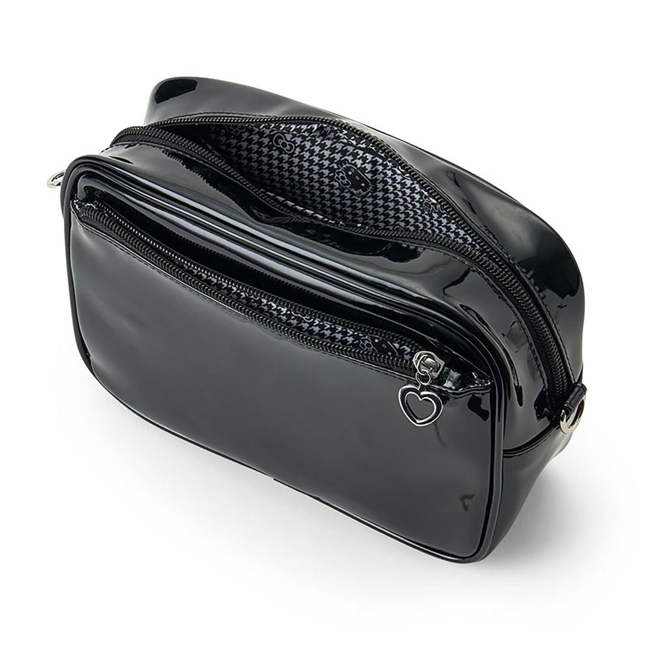 Sanrio三丽鸥|Shoulder Bag Monotone黑白印象系列爱心拉链皮质感斜挎包/里面也有可爱图案|约23×9×15cm