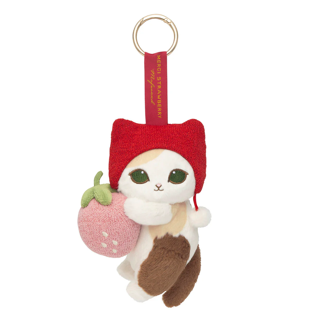 Mofusand|MERCI Strawberry & Calico Cat Mascot Holder /Plush Keychain|H175 x W120 x D75 mm approx.