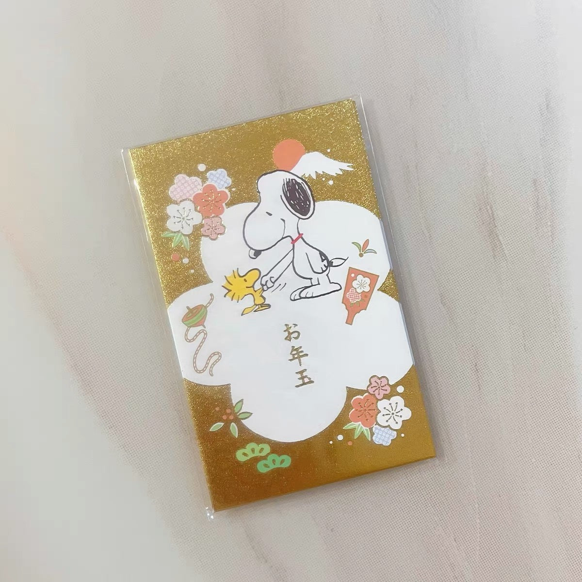 SNOOPY史努比|Peanuts蛇年豪华金色新年贺卡信封红包套装/3枚入|约105×65mm