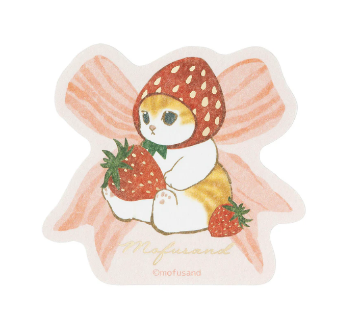 Mofusand|Merci Strawberry Smartphone-sized Foil-Stamped Sticker|H75×W65mm approx.