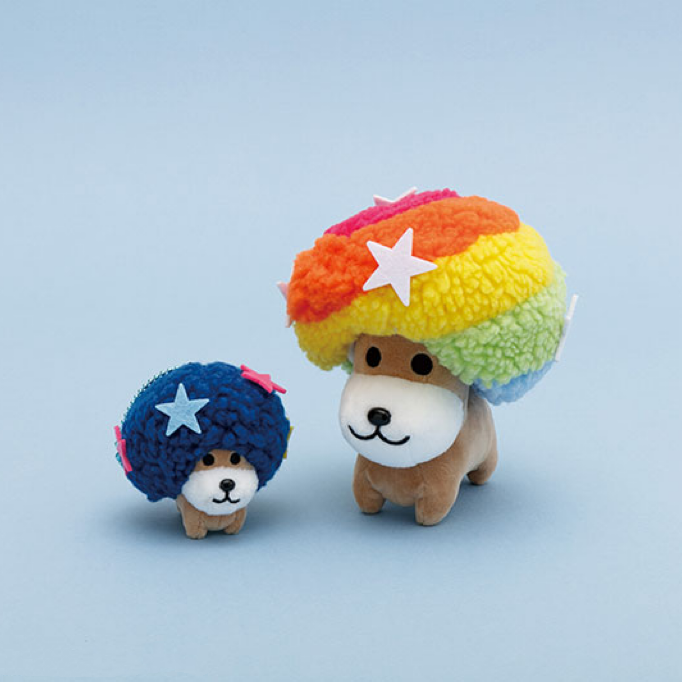 SANX|Characters Ano Koro no Tomodachi Burasage Plush Afro Ken怀旧经典系列蓝色爆炸头狗阿芙柔犬毛绒挂件/包挂|约75 x 75 x 70mm