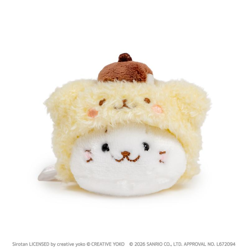 Sanrio|Shirotan x Pompompurin Seal Mascot Holder /Plush Keychain|10.5cm x 7.3cm x 5.8cm approx.