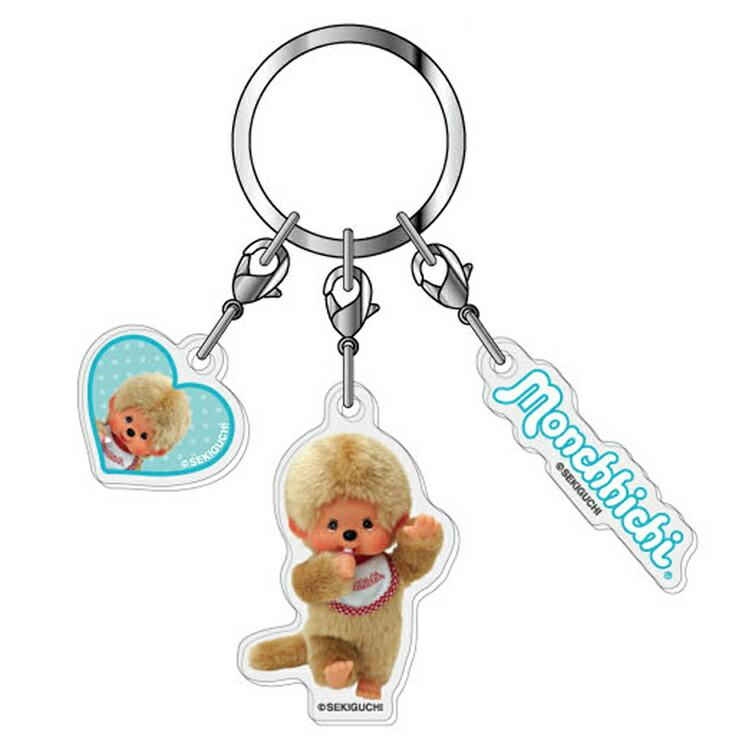 Monchhichi|3-part Acrylic Keychain/Keyring|H52 x W31 x D3mm approx.