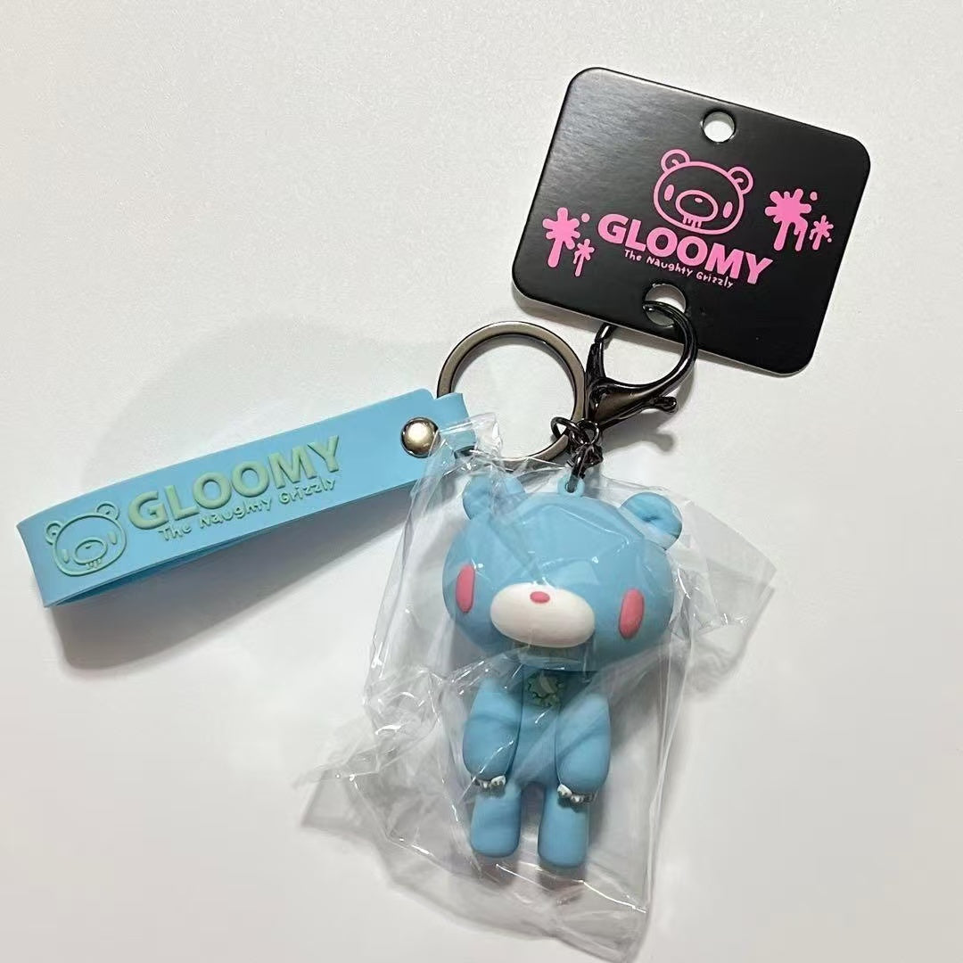 Gloomy Bear|"GLOOMY The Naughty Grizzly" Keychain/Keyring|8 × 8 × 8 cm approx.