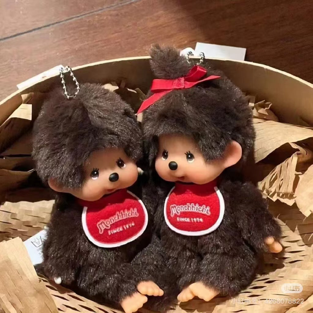 Monchhichi|Anime Character Mascot Holder /Plush Keychain|H13.5 x W8.5 x D5.5cm approx.