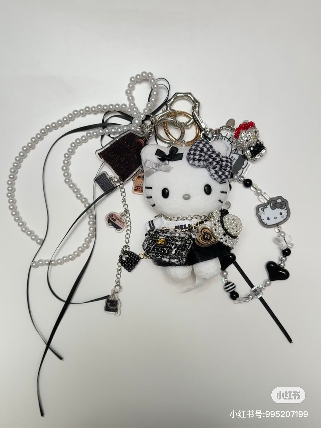 Sanrio三丽鸥|Charm Decoration Set Monotone黑白印象系列手机吊饰装饰DIY套装|约 5.5×1×12cm