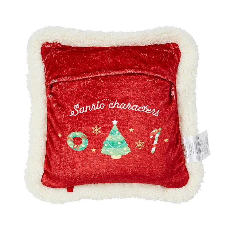 Sanrio三丽鸥|Cushion Blanket - Christmas 2024圣诞限定可收纳加绒加厚盖毯丝绒抱枕/靠垫/正反面都可爱|约105×1×70cm