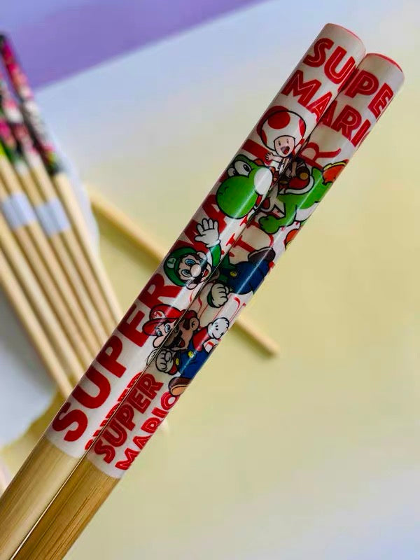Nintendo任天堂|Mario Bamboo Chopsticks 21cm / Super Mario Brothers超级马里奥竹制筷子|约长210mm